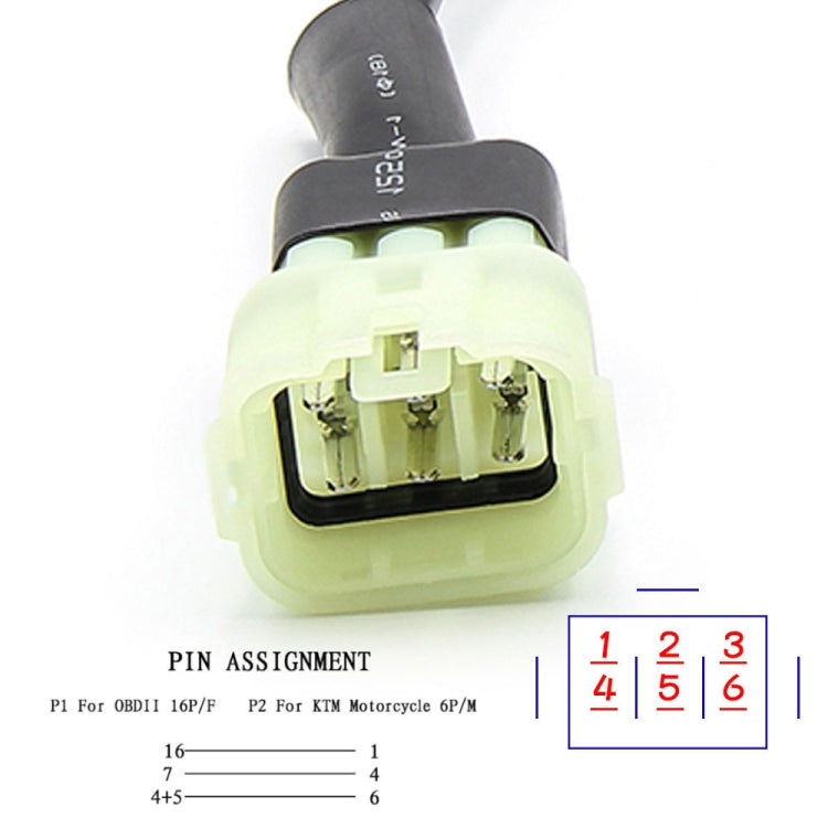 Motorcycle OBD 16PIN Female to 6PIN Connector Cable for KTM, 16PIN to 6PIN