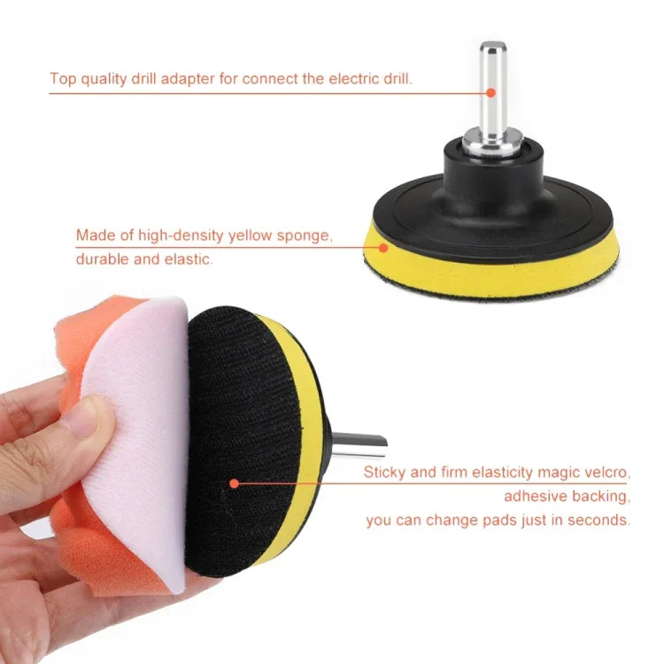 14 in 1 4인치 스펀지 수세미 바닥 벽 창문 유리 청소 석회질 제거 전동 드릴 브러시 헤드 세트, 무작위 색상 배송, 14 in 1