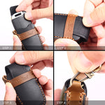 Hallmo Car Cowhide Leather Key Protective Cover Key Case for KIA K2 / K3 / K5 4-button, For KIA K2 / K3 / K5 4-button