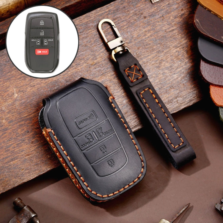 Hallmo Car Genuine Leather Key Protective Cover for Toyota Sienna 5-button, For Toyota Sienna 5-button (Black), For Toyota Sienna 5-button (Blue), For Toyota Sienna 5-button (Brown)