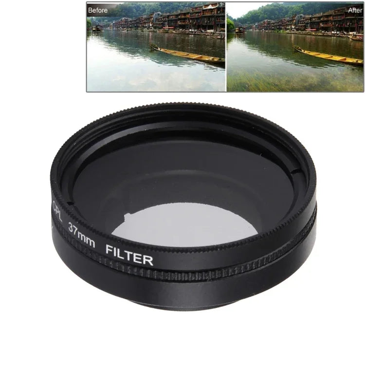 JUNESTAR 샤오미 샤오이 Yi II 4K 스포츠 액션 카메라 전문 37mm CPL 필터 + 렌즈 보호 캡, CPL 필터+렌즈 캡