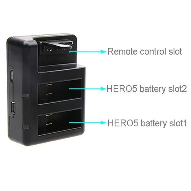 GoPro HERO7 Black /6 /5 (AHDBT-501)용 듀얼 배터리 충전기 + 리모컨 충전기 USB 케이블 포함, 배터리 미포함, 배터리+리모컨 충전기
