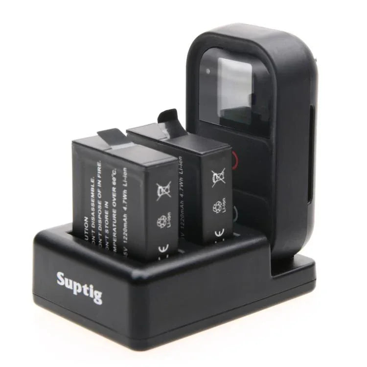 GoPro HERO7 Black /6 /5 (AHDBT-501)용 듀얼 배터리 충전기 + 리모컨 충전기 USB 케이블 포함, 배터리 미포함, 배터리+리모컨 충전기