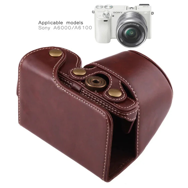 소니 A6000 / A6300 / Nex 6용 스트랩 포함 전신 카메라 PU 가죽 케이스 가방, 소니 A6000용, A6000용