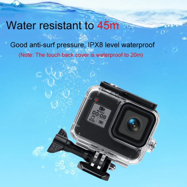 GoPro HERO8 블랙용 45m 방수 케이스 + 터치 백 커버, GoPro8용 케이스 + 터치 커버