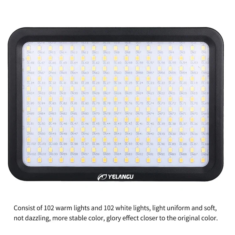 YELANGU YLG0504B 204 LED 1000LM 3300-5600K 무극성 조광 스튜디오 라이트 비디오 & 사진 조명, 캐논, 니콘, DSLR 카메라용, 204 LED
