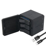 GoPro HERO6/5용 RUIGPRO USB 트리플 배터리 하우징 충전기 박스 USB 케이블 & LED 표시등 포함