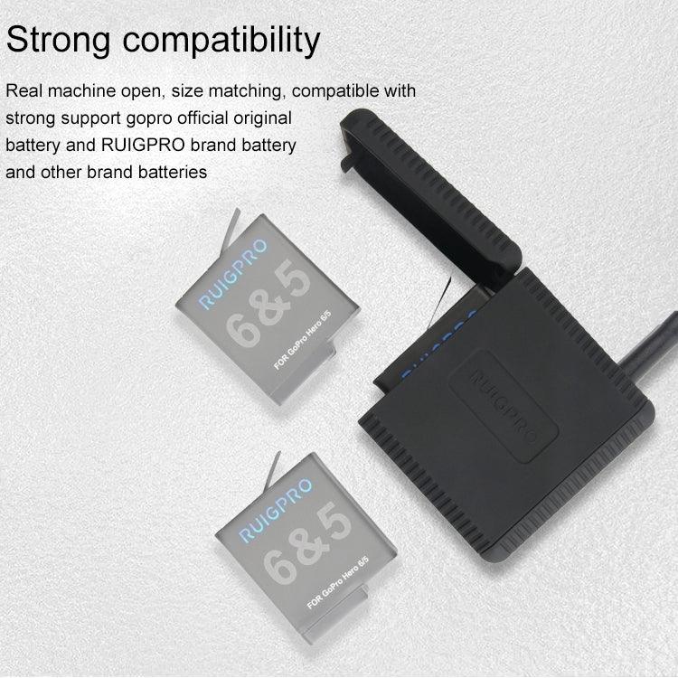GoPro HERO6/5용 RUIGPRO USB 트리플 배터리 하우징 충전기 박스 USB 케이블 & LED 표시등 포함