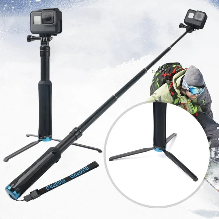 휴대용 접이식 삼각대 홀더 셀피 모노포드 스틱 GoPro, Insta360, DJI 및 기타 액션 카메라용, 길이: 23.5-81cm, RUIGPRO