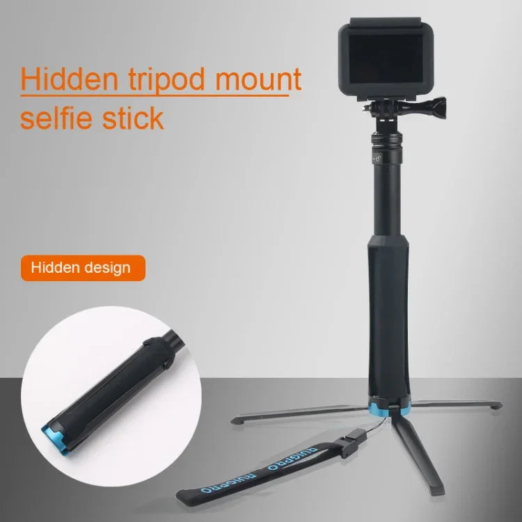 휴대용 접이식 삼각대 홀더 셀피 모노포드 스틱 GoPro, Insta360, DJI 및 기타 액션 카메라용, 길이: 23.5-81cm, RUIGPRO