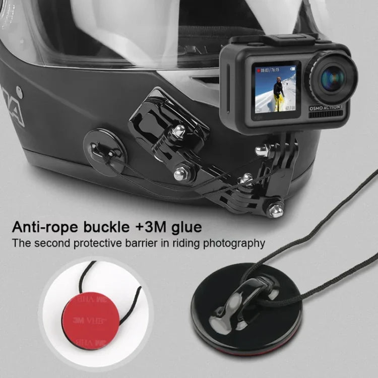 자전거 헬멧 접착 다관절 암 고정 마운트 세트 J-후크 버클 마운트 및 나사 포함 GoPro, Insta360, DJI 및 기타 액션 카메라용, 자전거 헬멧 키트