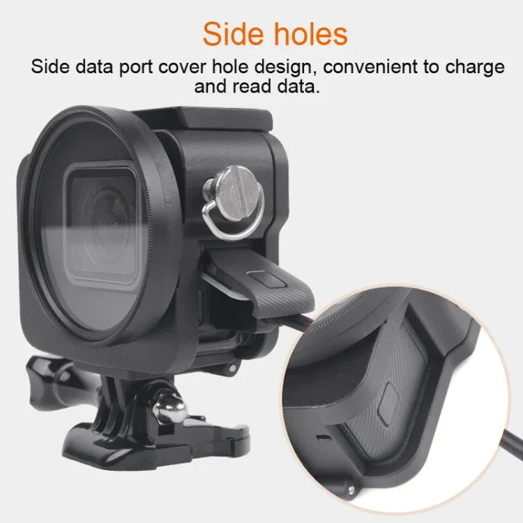 GoPro HERO7 Black /6 /5용 CNC 알루미늄 합금 보호 케이지 및 보험 프레임과 52mm UV 렌즈 하우징 쉘, 52mm UV 블랙