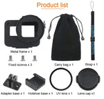 GoPro HERO7 Black /6 /5용 CNC 알루미늄 합금 보호 케이지 및 보험 프레임과 52mm UV 렌즈 하우징 쉘, 52mm UV 블랙