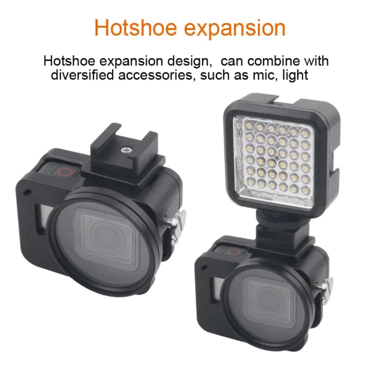 GoPro HERO7 Black /6 /5용 CNC 알루미늄 합금 보호 케이지 및 보험 프레임과 52mm UV 렌즈 하우징 쉘, 52mm UV 블랙