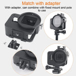 GoPro HERO7 Black /6 /5용 CNC 알루미늄 합금 보호 케이지 및 보험 프레임과 52mm UV 렌즈 하우징 쉘, 52mm UV 블랙