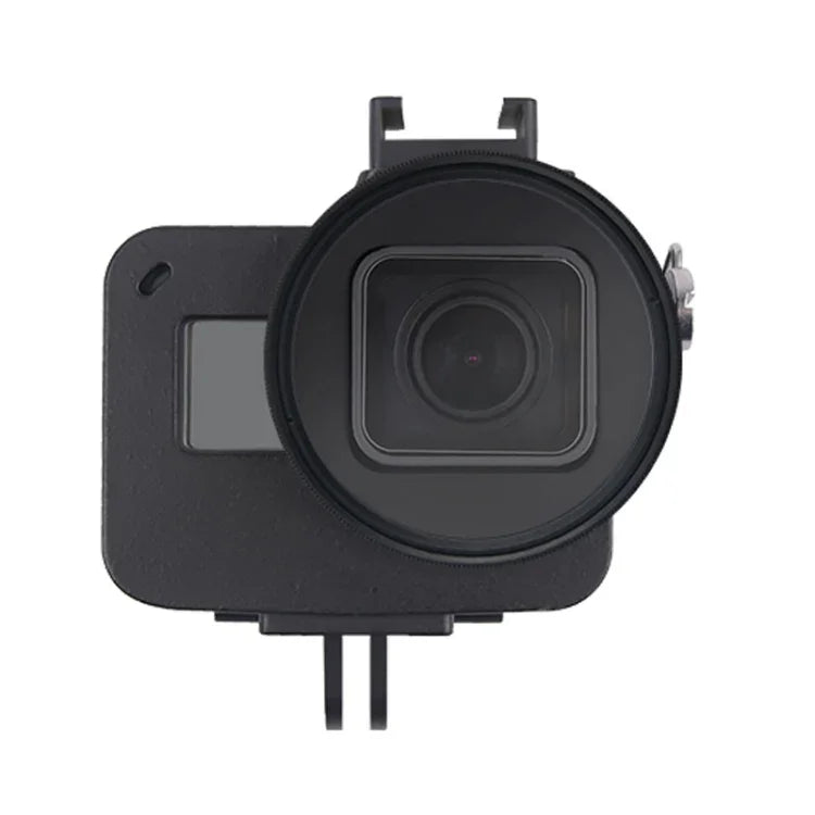 GoPro HERO7 Black /6 /5용 CNC 알루미늄 합금 보호 케이지 및 보험 프레임과 52mm UV 렌즈 하우징 쉘, 52mm UV 블랙