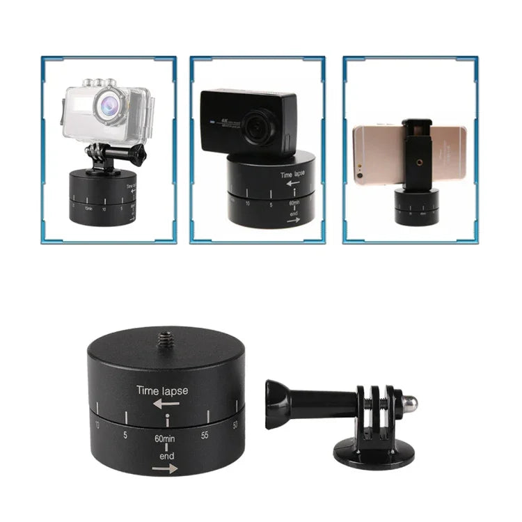 GoPro용 360도 자동 회전 60분 타임랩스 안정화 삼각대 헤드 어댑터, 60분