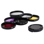 JUNESTAR 7 in 1 프로페셔널 37mm 렌즈 필터(CPL + UV + ND4 + 빨강 + 노랑 + FLD / 보라) 및 GoPro HERO4 / 3+ / 3 스포츠 액션 카메라용 렌즈 보호 캡, 7 in 1