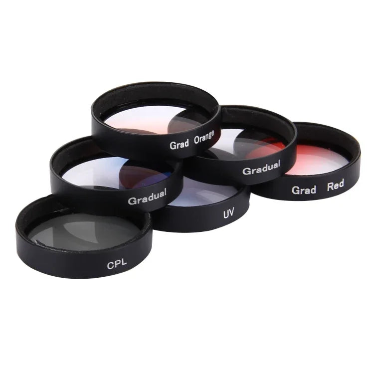 JUNESTAR 6-in-1 전문 34mm 렌즈 필터(CPL + UV + 그라데이션 레드 + 그라데이션 오렌지 + 그라데이션 블루 + 그라데이션 그레이), DJI Phantom 3 & 4용