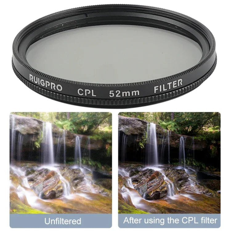 RUIGPRO GoPro HERO 7/6 /5 프로페셔널 52mm CPL 렌즈 필터 필터 어댑터 링 및 렌즈 캡 포함, CPL 렌즈