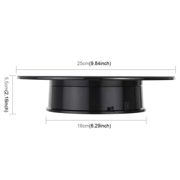 25cm 360도 전동 회전 턴테이블 디스플레이 스탠드 비디오 촬영 소품 턴테이블, 최대 하중 3kg, 배터리 구동, 25cm/배터리 구동(B), 25cm/배터리 구동(BW), 25cm/배터리 구동(W)