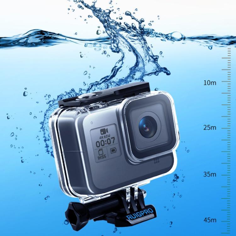 RUIGPRO GoPro HERO8 Black용 45m 방수 하우징 보호 케이스, 버클 기본 마운트 및 나사 포함, RUIGPRO GoPro HERO8 Black용