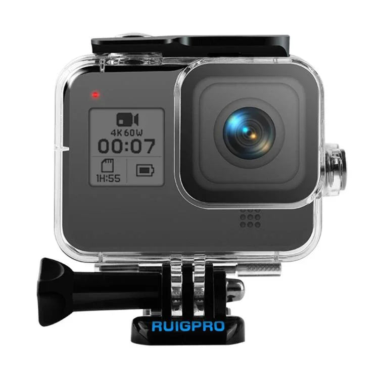 RUIGPRO GoPro HERO8 Black용 45m 방수 하우징 보호 케이스, 버클 기본 마운트 및 나사 포함, RUIGPRO GoPro HERO8 Black용