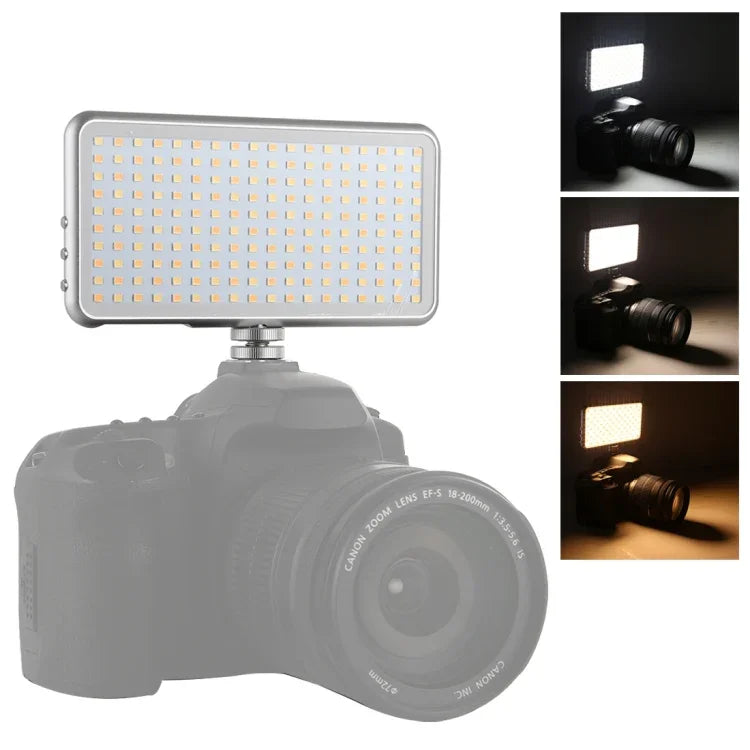 LED011S 포켓 180 LED 전문 브이로깅 사진 및 비디오 스튜디오 조명 OLED 디스플레이 및 콜드 슈 어댑터 마운트 포함, 캐논 / 니콘 DSLR 카메라용, 180 LED