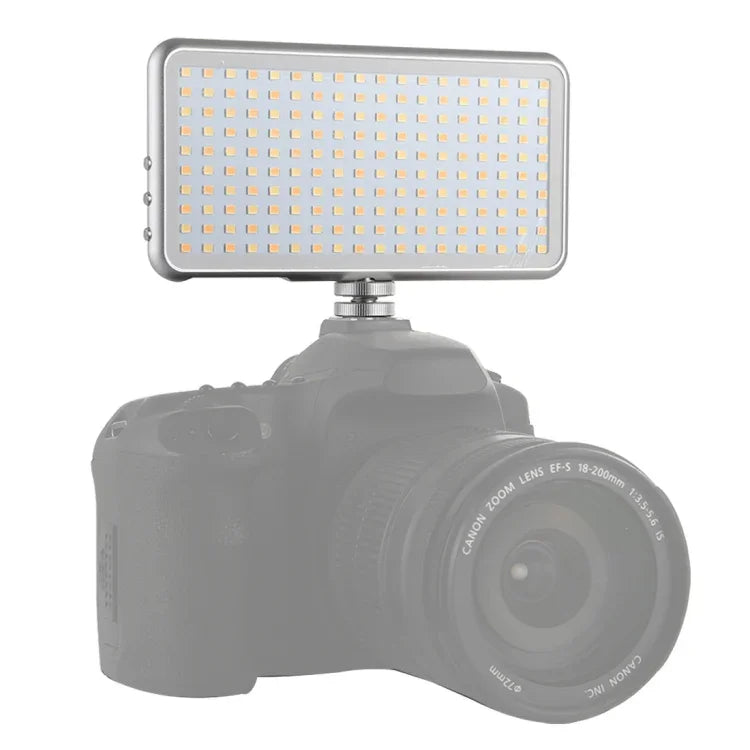 LED011S 포켓 180 LED 전문 브이로깅 사진 및 비디오 스튜디오 조명 OLED 디스플레이 및 콜드 슈 어댑터 마운트 포함, 캐논 / 니콘 DSLR 카메라용, 180 LED