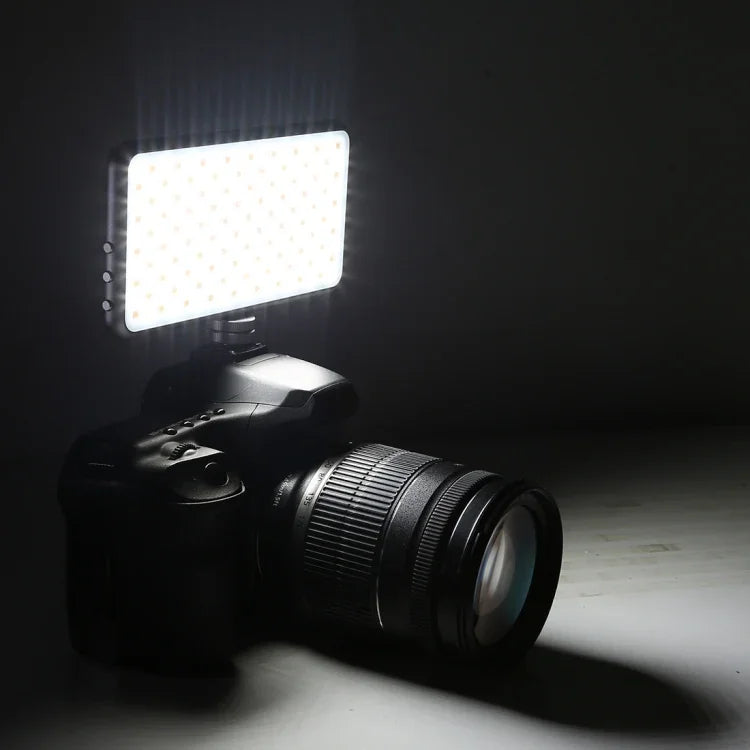LED011S 포켓 180 LED 전문 브이로깅 사진 및 비디오 스튜디오 조명 OLED 디스플레이 및 콜드 슈 어댑터 마운트 포함, 캐논 / 니콘 DSLR 카메라용, 180 LED