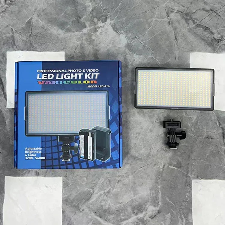 LED01 416 LED 3600LM 전문 브이로깅 사진 및 비디오 스튜디오 조명, 캐논 / 니콘 DSLR 카메라용, 416 LED