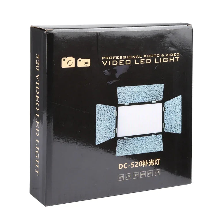 LED01 520 LED 4100LM 전문 브이로깅 사진 및 비디오 스튜디오 조명, 캐논 / 니콘 DSLR 카메라용, 520 LED