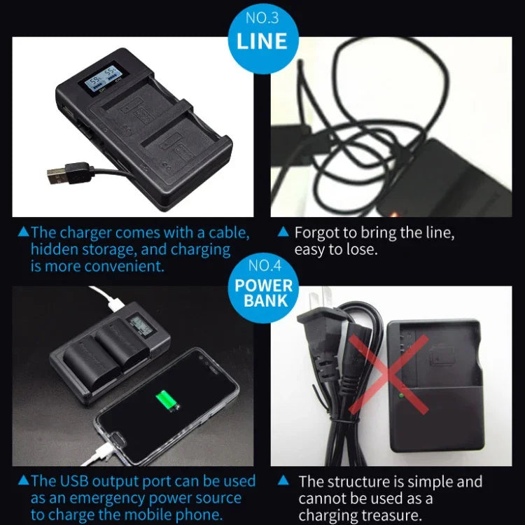 LP-E6 디지털 카메라 SLR 배터리 디지털 LCD 충전기 Canon 시리즈용, LP-E6