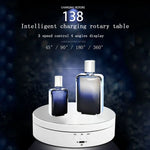 13.8cm USB 충전 스마트 360도 회전 턴테이블 디스플레이 스탠드 비디오 촬영 소품 턴테이블, 최대 하중 3kg