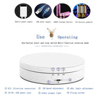 13.8cm USB 충전 스마트 360도 회전 턴테이블 디스플레이 스탠드 비디오 촬영 소품 턴테이블, 최대 하중 3kg