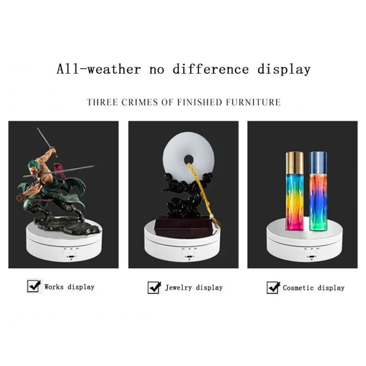 13.8cm USB 충전 스마트 360도 회전 턴테이블 디스플레이 스탠드 비디오 촬영 소품 턴테이블, 최대 하중 3kg