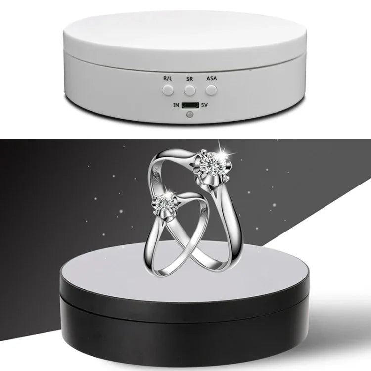 13.8cm USB 충전 스마트 360도 회전 턴테이블 디스플레이 스탠드 비디오 촬영 소품 턴테이블, 최대 하중 3kg