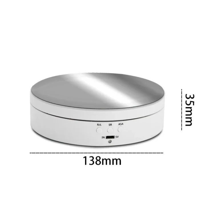 13.8cm 미러 스타일 USB 충전 스마트 360도 회전 턴테이블 디스플레이 스탠드 비디오 촬영 소품 턴테이블, 최대 하중 3kg, 13.8cm 미러/USB(W) 전원 공급