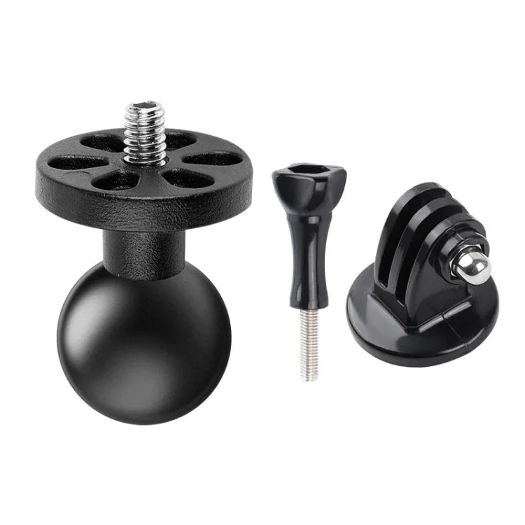 GoPro, Insta360, DJI 및 기타 액션 카메라용 삼각대 어댑터 및 나사가 포함된 1/4인치 나사 25mm 볼 헤드 오토바이 고정 마운트 홀더, 1/4인치 나사 25mm 볼 헤드