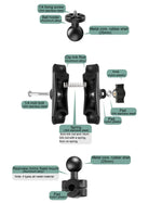 GoPro, Insta360, DJI 및 기타 액션 카메라용 6cm 연결봉 고정 오토바이 마운트 홀더, 6cm 연결봉