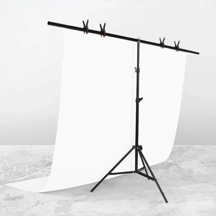 200x200cm T자형 사진 스튜디오 배경 지지대 스탠드 백드롭 크로스바 브래킷 키트 클립 포함, 배경 없음, 200x200cm