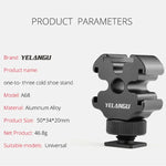 YELANGU YLG0601A A68 3-헤드 콜드 슈 마운트 어댑터 마이크 플래시 라이트 금속 홀더 브래킷, YELANGU A68 3-헤드 콜드 슈