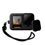 GoPro HERO10 Black / HERO9 Black용 실리콘 보호 케이스 커버 손목 스트랩 및 렌즈 커버 포함, GoPro HERO10 Black용