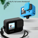 GoPro HERO10 Black / HERO9 Black용 실리콘 보호 케이스 커버 손목 스트랩 및 렌즈 커버 포함, GoPro HERO10 Black용