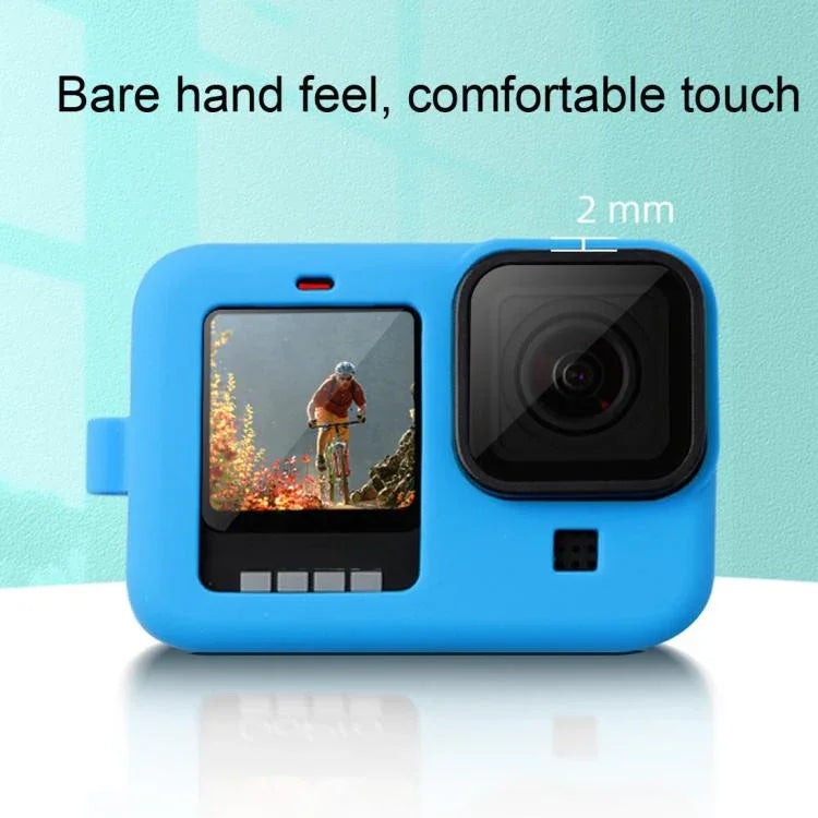 GoPro HERO10 Black / HERO9 Black용 실리콘 보호 케이스 커버 손목 스트랩 및 렌즈 커버 포함, GoPro HERO10 Black용