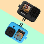 GoPro HERO10 Black / HERO9 Black용 실리콘 보호 케이스 커버 손목 스트랩 및 렌즈 커버 포함, GoPro HERO10 Black용