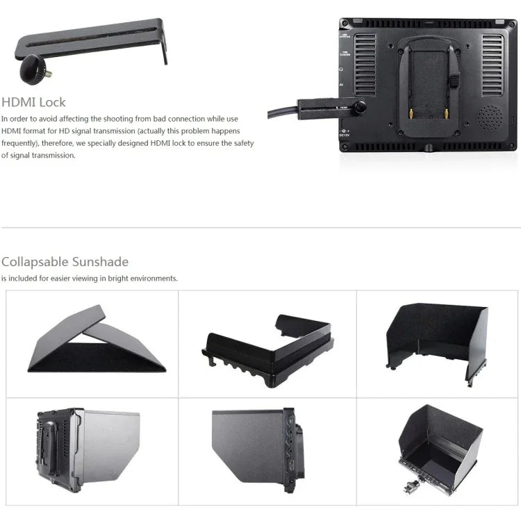FEELWORLD FW759 1280x800 7인치 IPS 스크린 초슬림 HD 카메라 필드 모니터, FW759