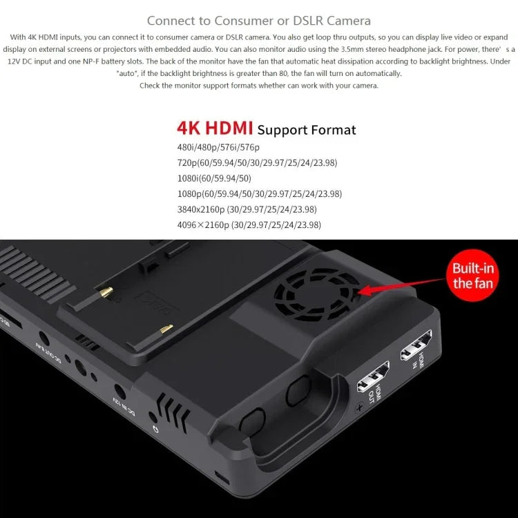 FEELWORLD LUT6 1920x1080 2600 니트 6인치 IPS 스크린 HDMI 4K 터치 컨트롤 카메라 필드 모니터, LUT6