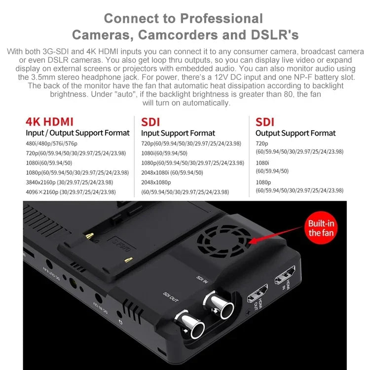 FEELWORLD LUT6S 1920x1080 2600 니트 6인치 IPS 스크린 HDMI 4K 터치 스크린 SDI HDI 카메라 필드 모니터, LUT6S