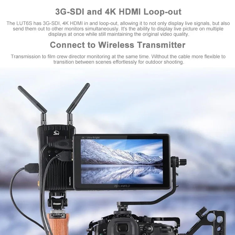 FEELWORLD LUT6S 1920x1080 2600 니트 6인치 IPS 스크린 HDMI 4K 터치 스크린 SDI HDI 카메라 필드 모니터, LUT6S